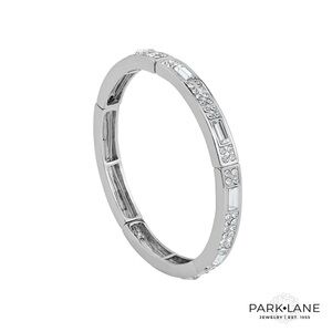 Park Lane Logan Silver and Crystal Bangle Bracelet - Stretch to Fit - New
